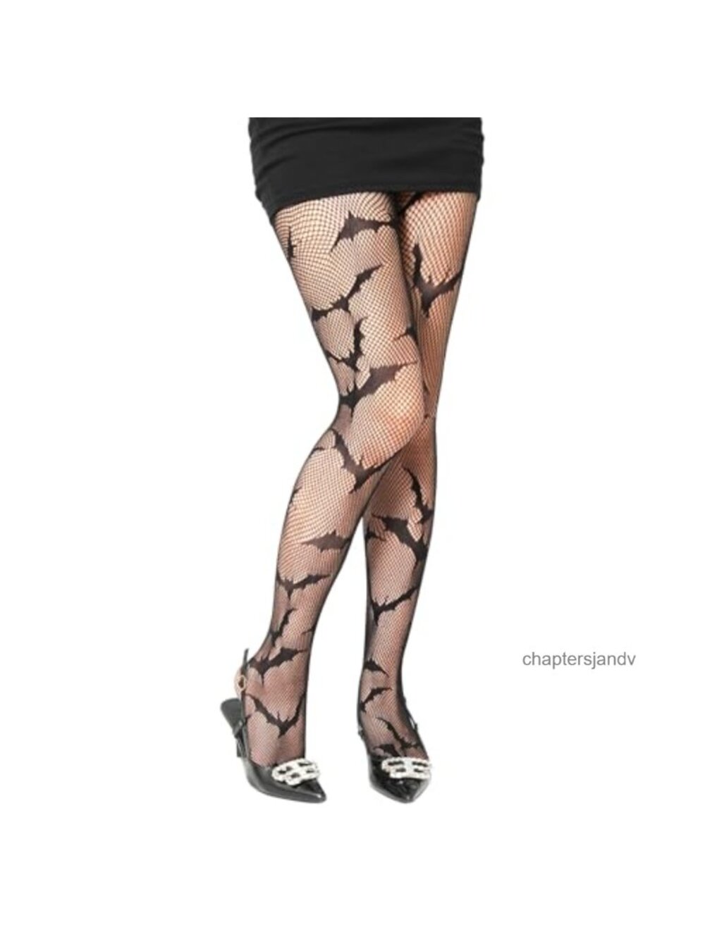 Fishnet Tights High Waist Gothic Bat Pattern Full Length